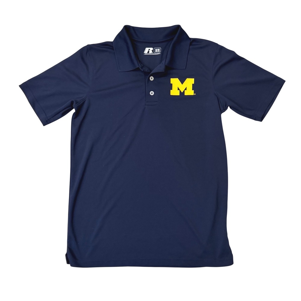 Russell Athletic University Of Michigan Wolverines Mens Polo Shirt Navy Size M/M